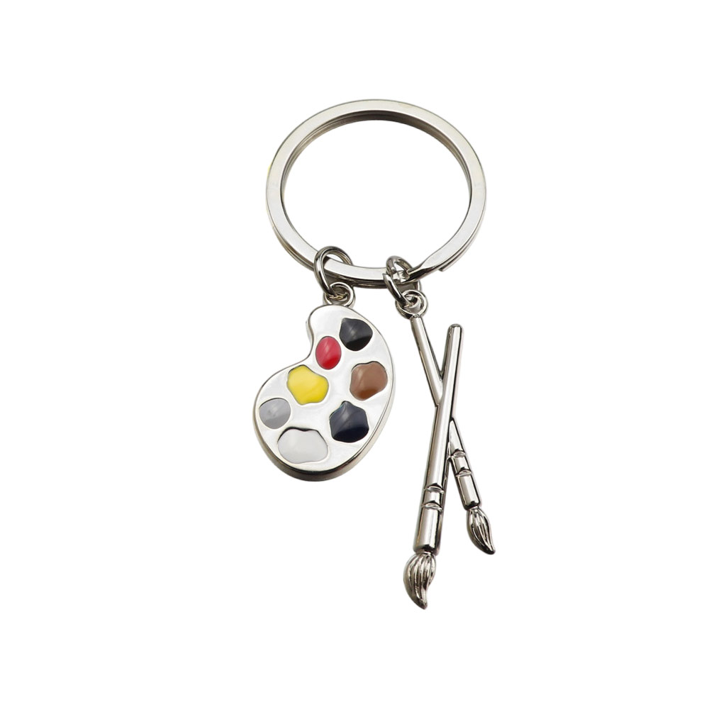 Paint Palette Keychain silver