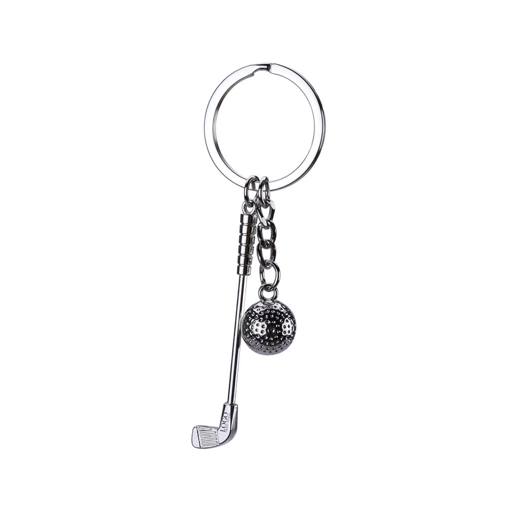 Personalized Mini Golf Keychain silver with logo