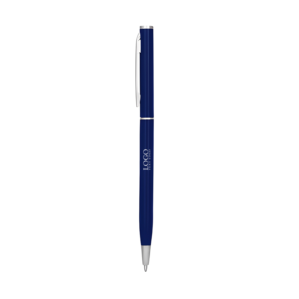 Skinny Metal Ballpoint Pen Blue with Logo