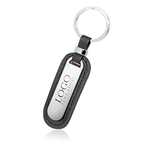 Advertising Stainless Steel and Faux Leather Key Chains