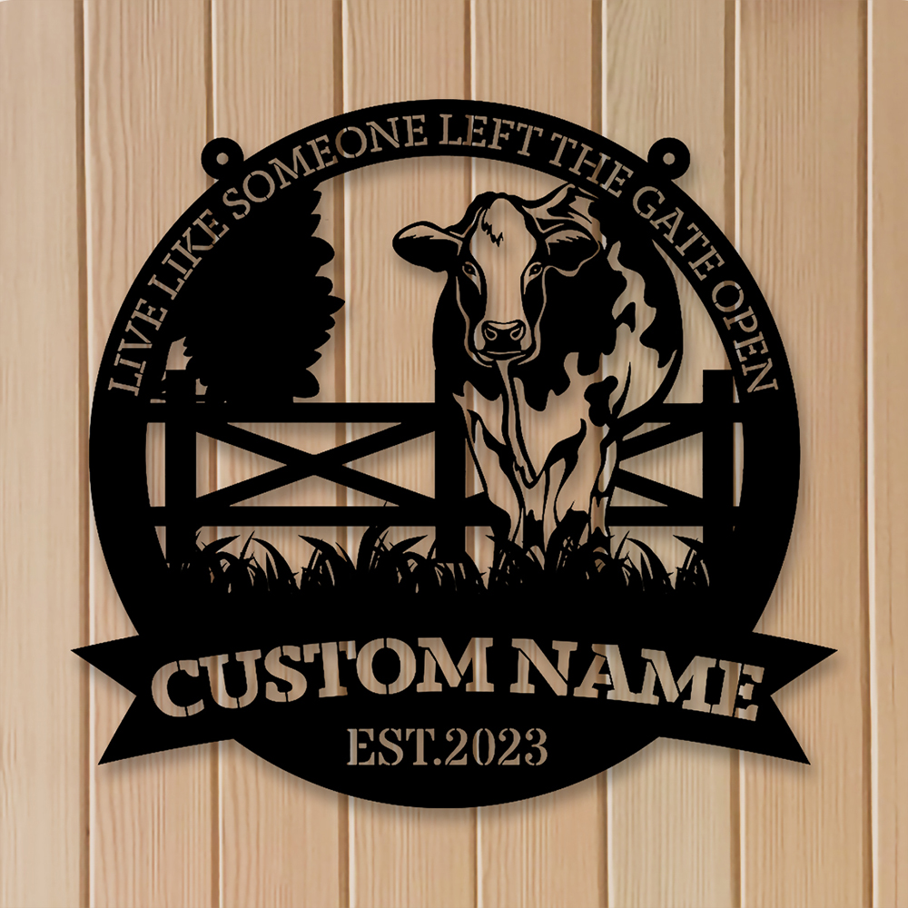 Custom Metal Cow Farm Sign