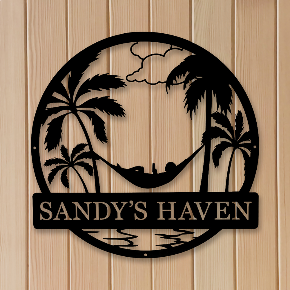 Custom Metal Outdoor Palm Tree Hammock Sign
