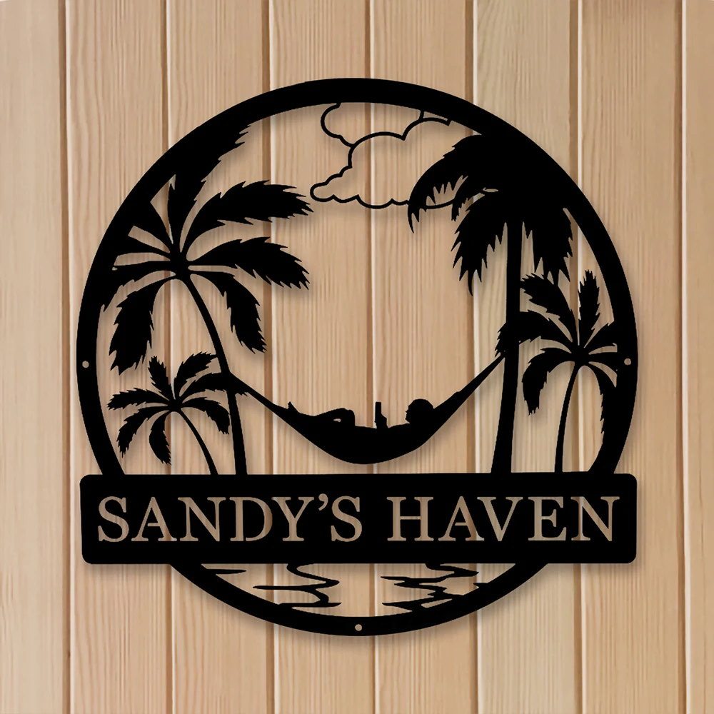 Custom Metal Outdoor Palm Tree Hammock Sign Custom Metal Outdoor Palm Tree Hammock Sign