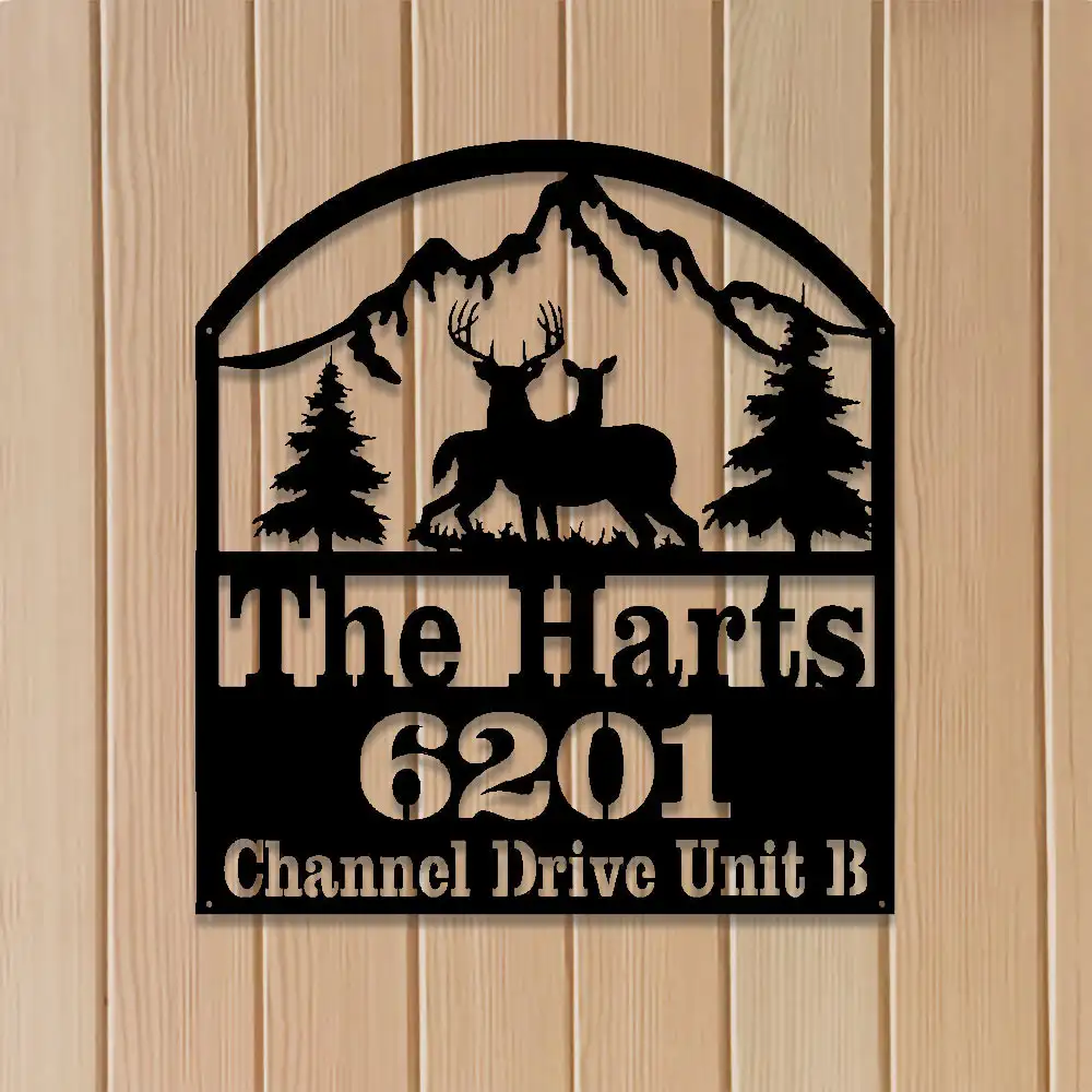 Deer Address Sign with Text