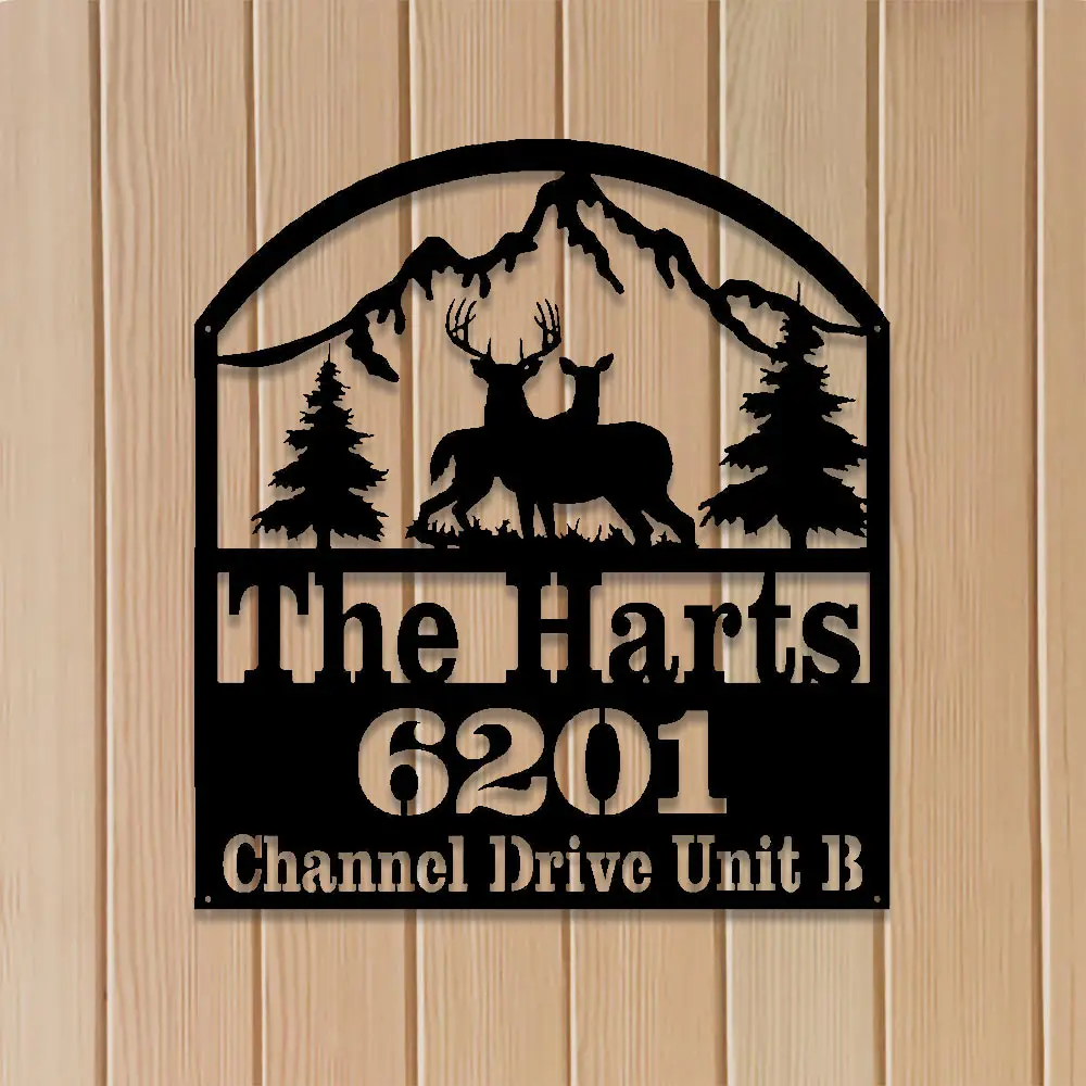 Deer Address Sign with Text Deer Address Sign with Text