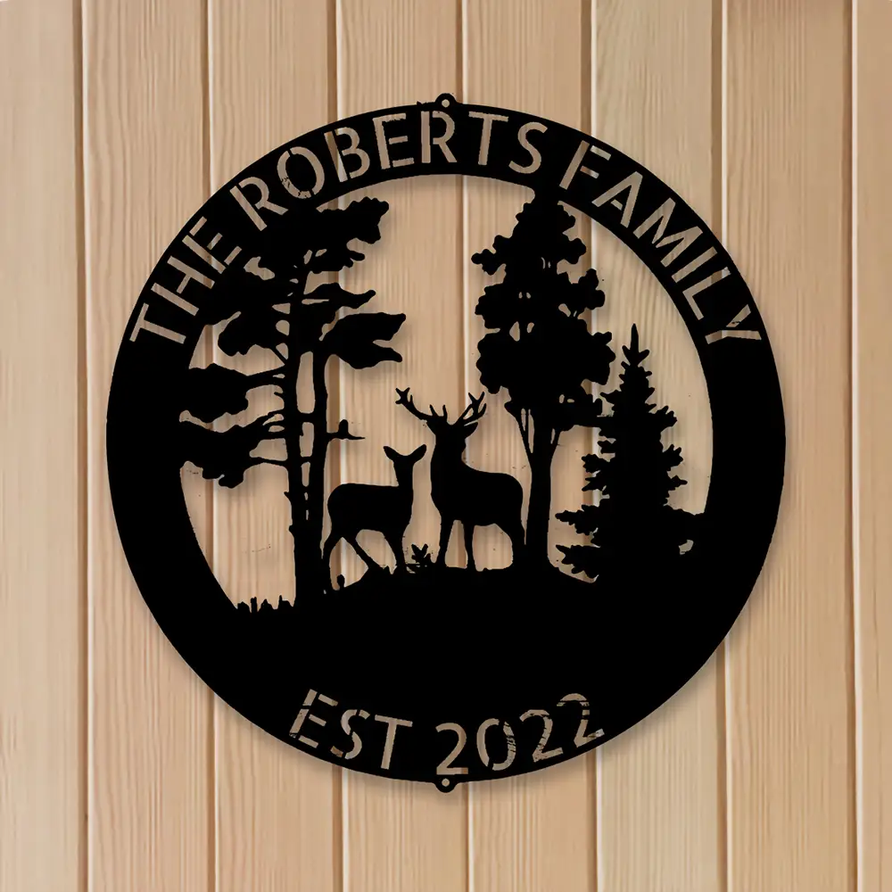 Deer Metal Cabin Sign Outdoor