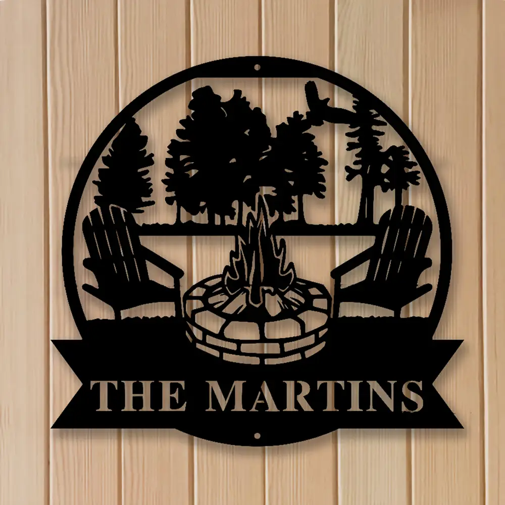 Metal Camping Fire Pit Sign