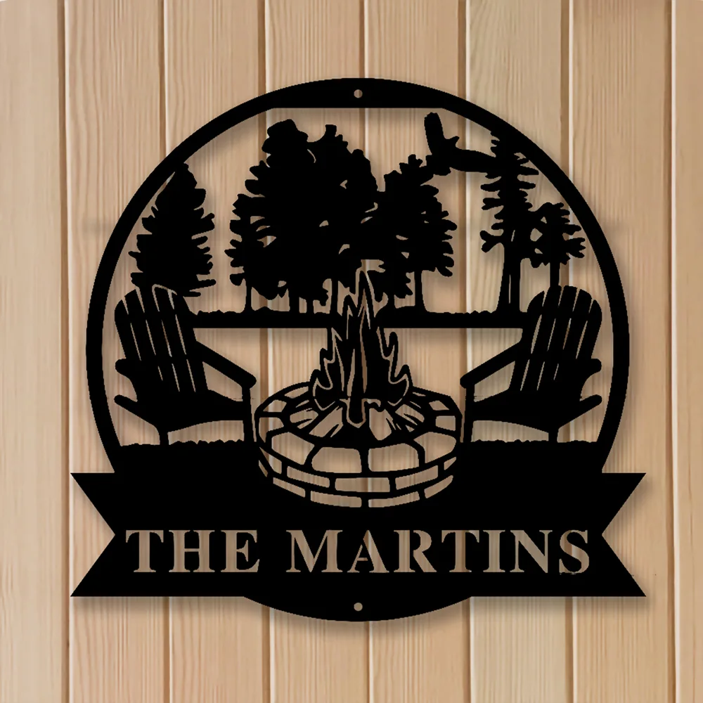 Metal Camping Fire Pit Sign