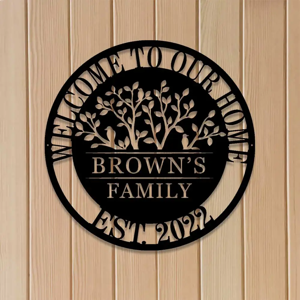 Tree of Life with Personalized Family Name Sign Tree of Life with Personalized Family Name Sign