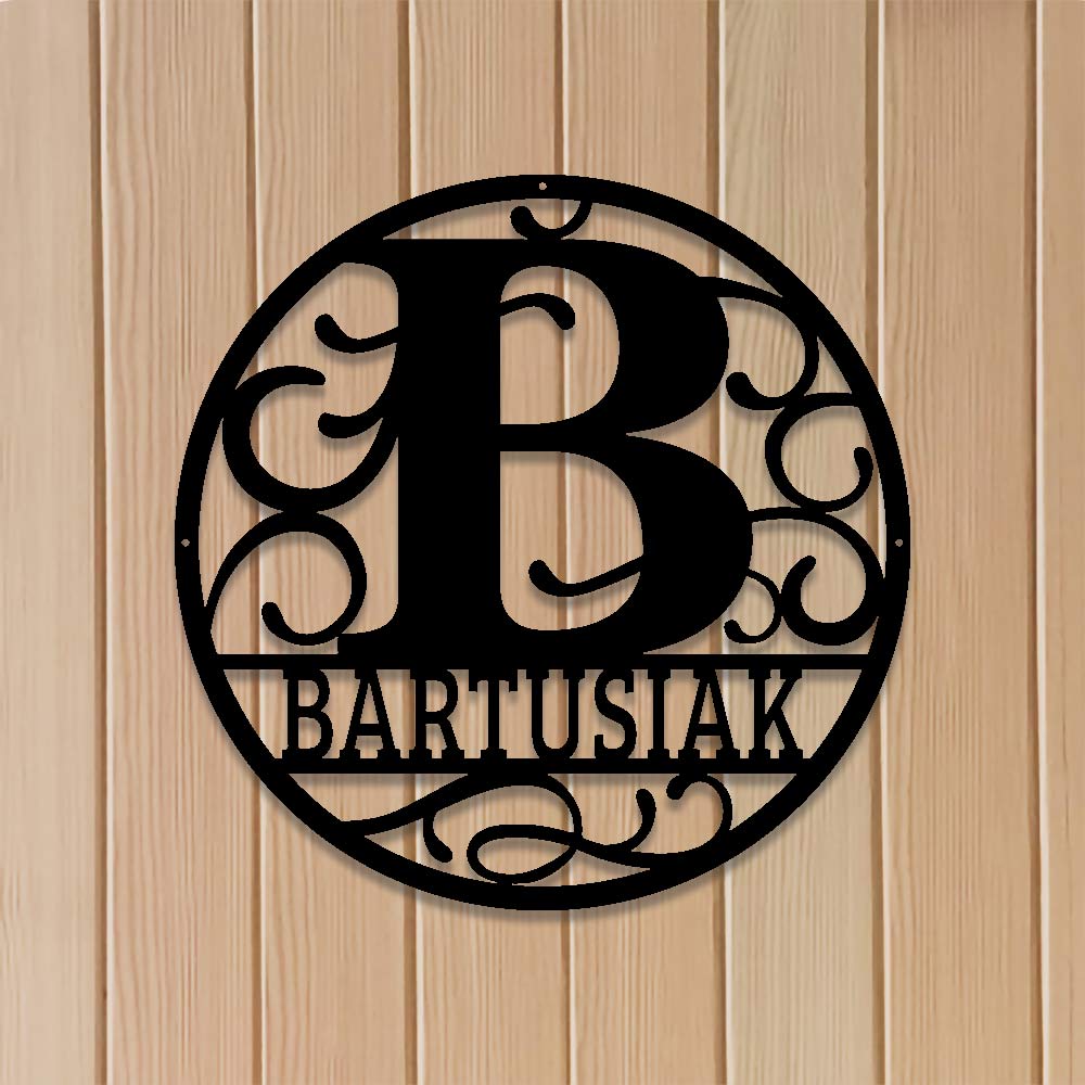 Unique Round Ornate Split Letter Name Sign