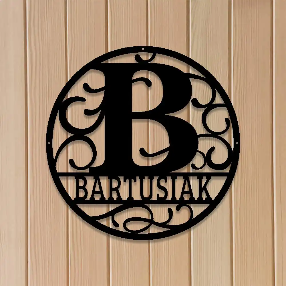 Unique Round Ornate Split Letter Name Sign
