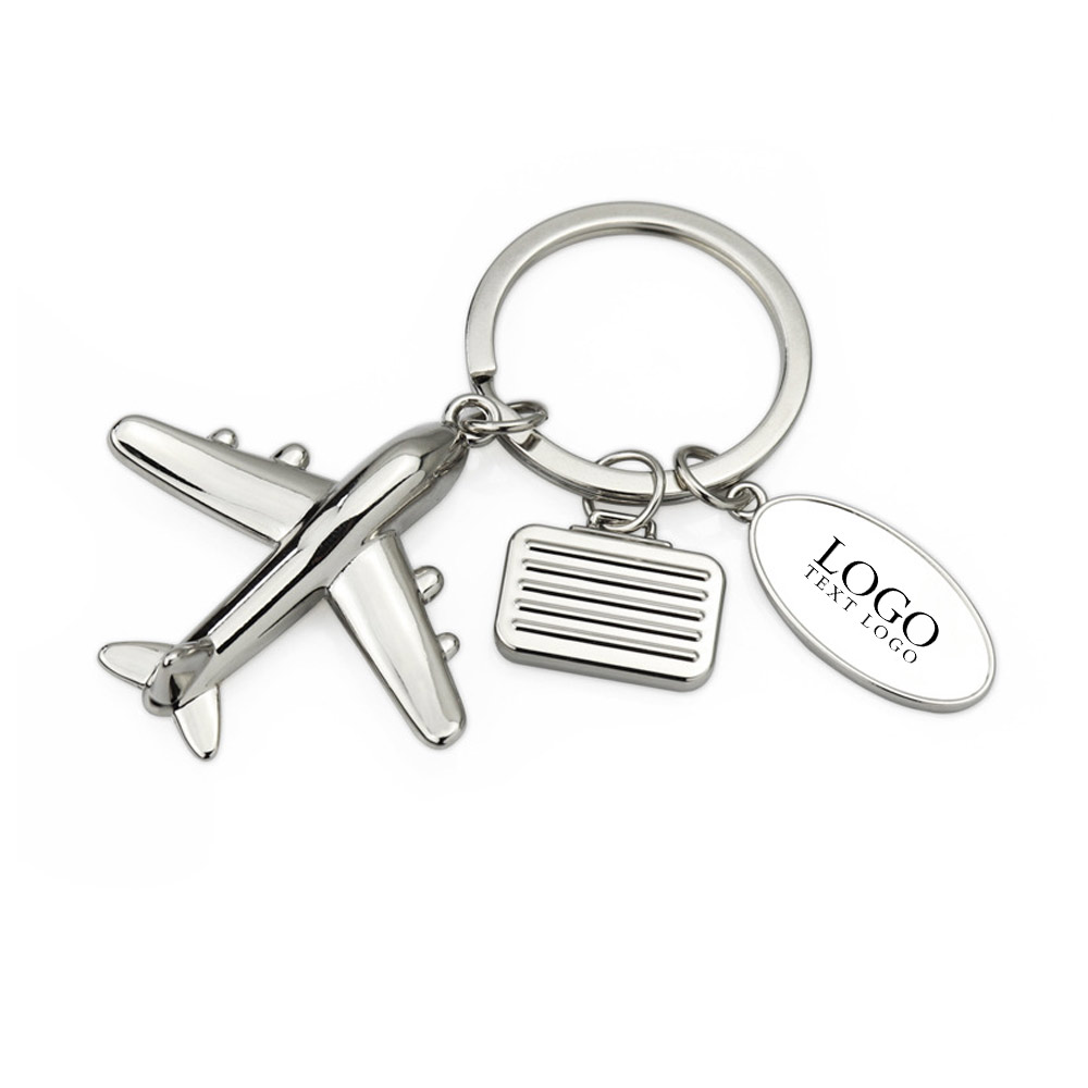 Airplane model keychain silver with logo