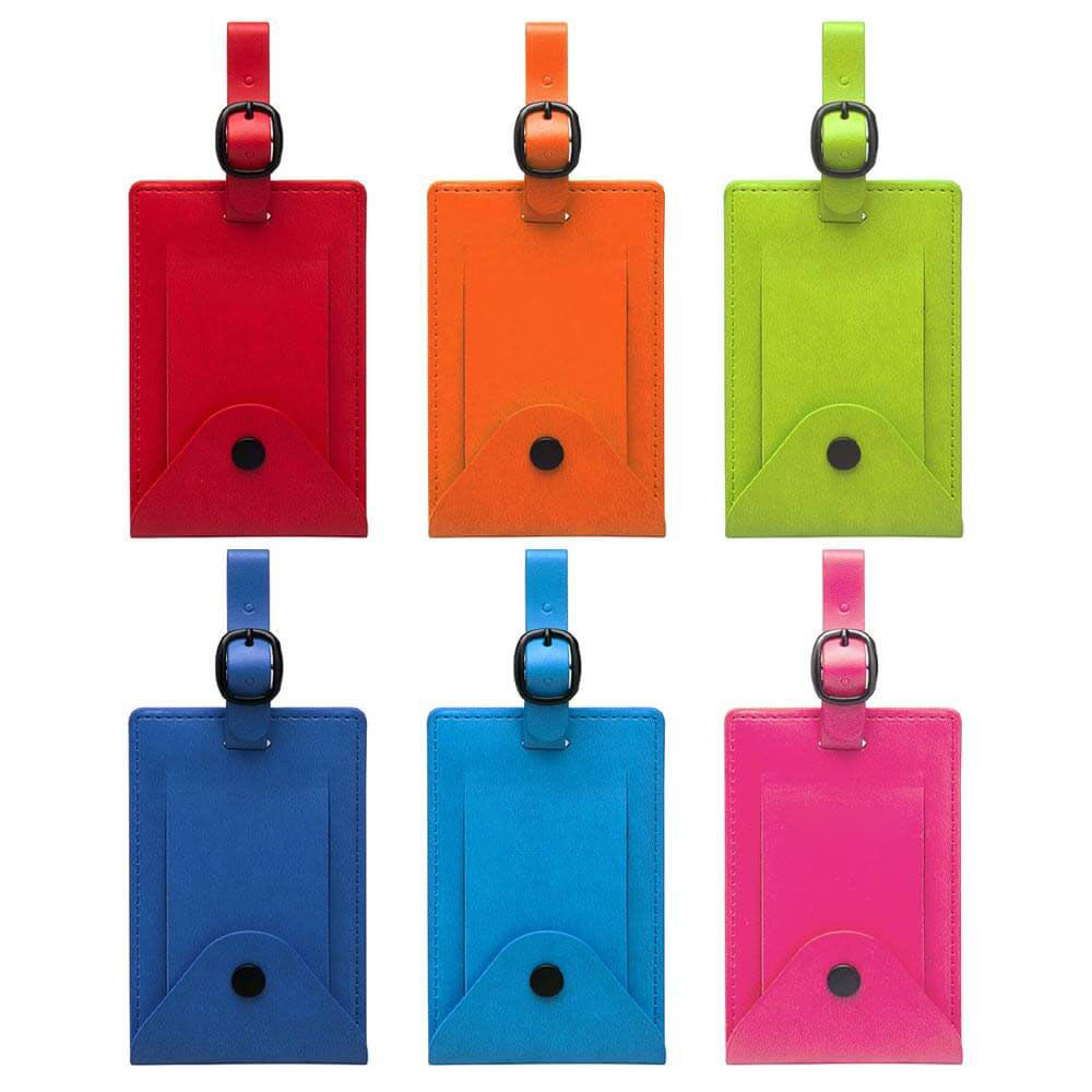 Leather Luggage Tag with Snap Button Free Shipping