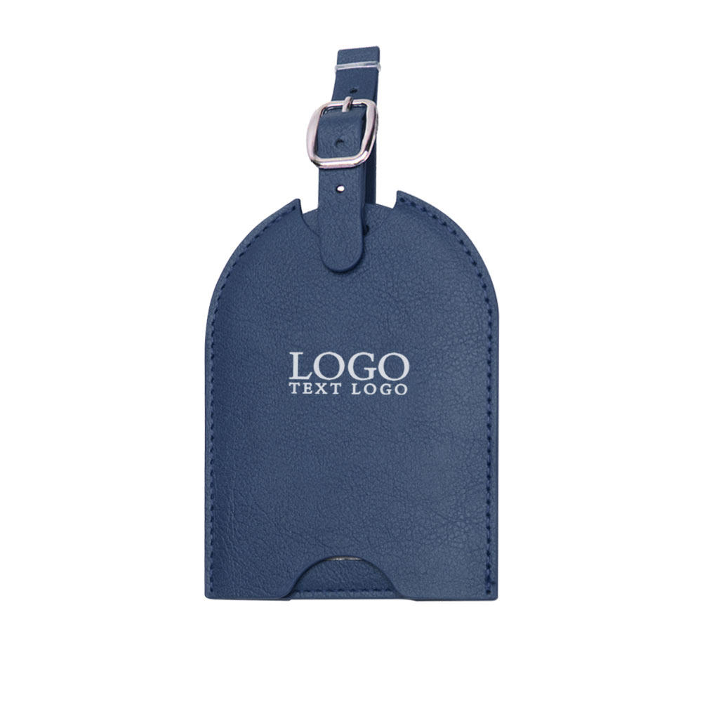 Push-Pull Leather Luggage Tags Navy Blue with Logo Push-Pull Leather Luggage Tags Navy Blue with Logo
