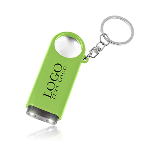 Advertising Keychain With Magnifier and Two LED Lights