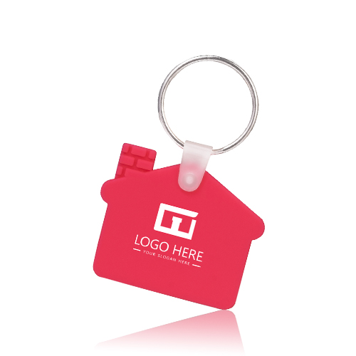 House Shape Silicone Keychain with Logo