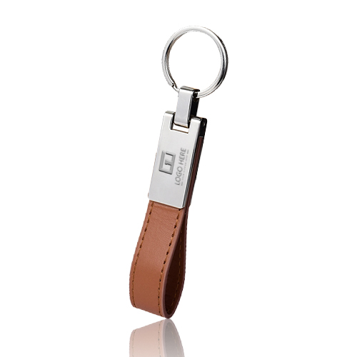 Promotional Leather And Silver Keyring With Gift Box