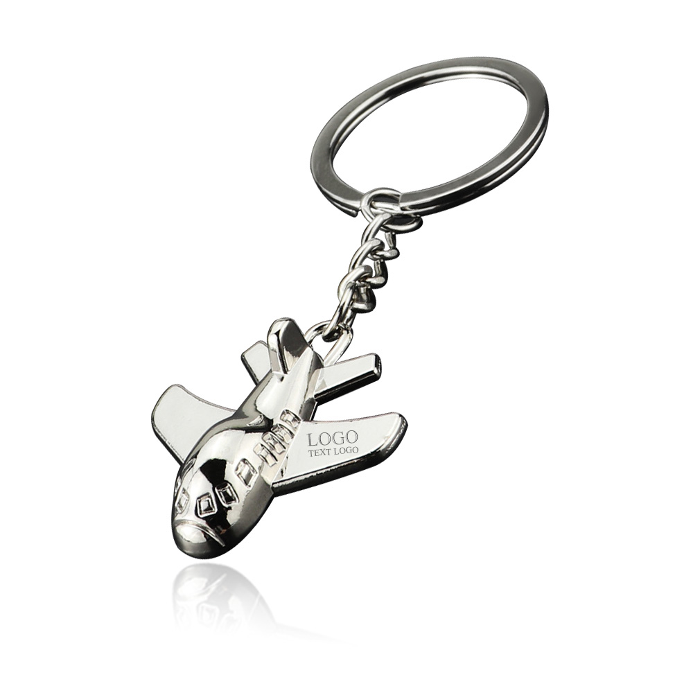 Customized Zinc Alloy Aircraft Shape Keychain silver with Logo