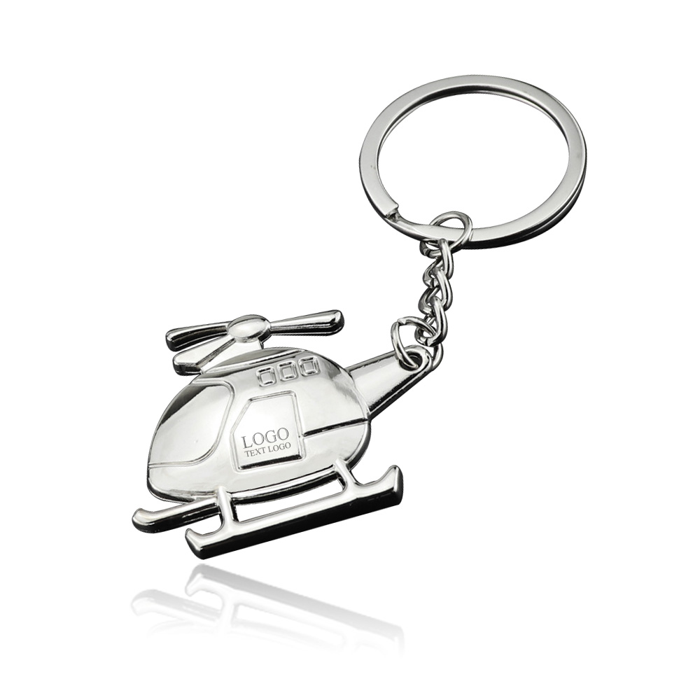 Promo 3D Personalized Helicopter Metal Keychain silver with Logo
