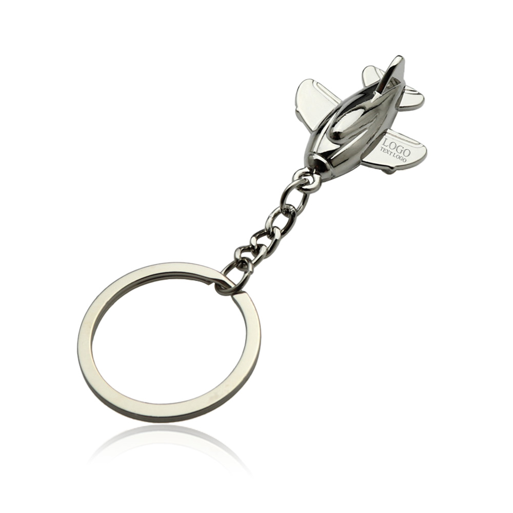 Promo Personalized Bulk Cute Mini Airplane Model Keychain silver with logo