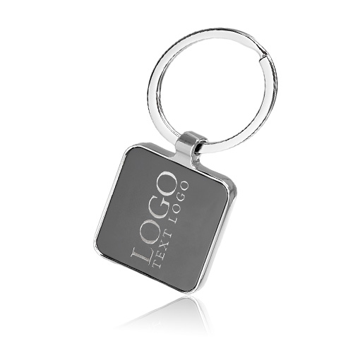 Marketing Black Square Metal Keychains