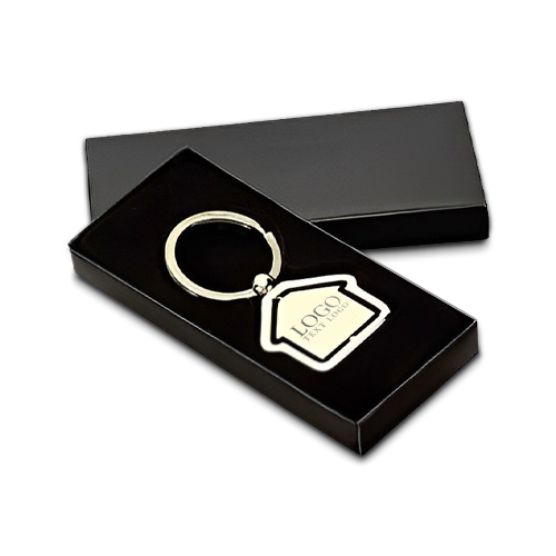 Promotional House-Shaped Center Spinning Keyring - With Gift Box