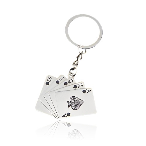 Royal Flush Poker Cards Metal KeyChains