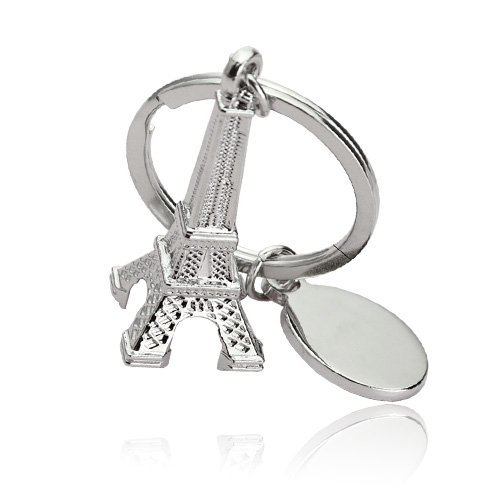 Eiffel Tower Metal Keychain with Customizable Tag