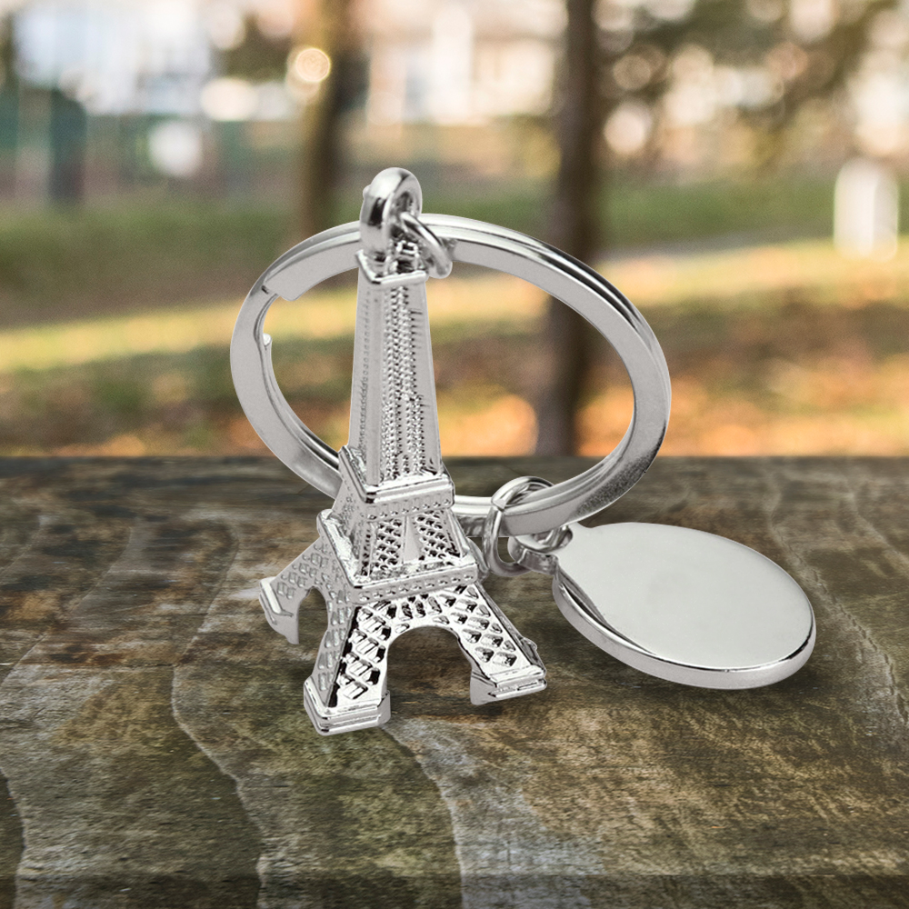 Personalized - Eiffel Tower Keychain with Free Customizable Label