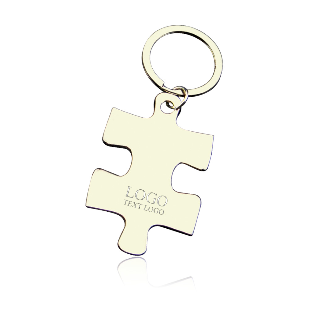 Puzzle-style Metal Keychain  Custom Bulk Metal Keychain - Silver - with logo