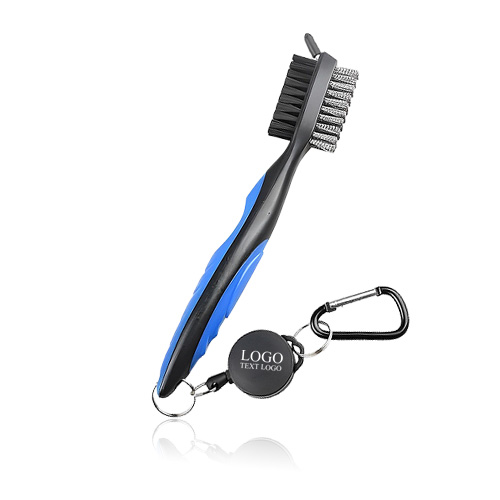 Branded Carabiner Keychain With Golf Club Brush And Groove Cleaner