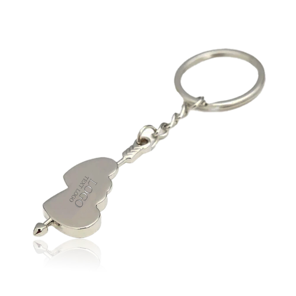Couple Commemorative Keychain  Free Custom Keychain - Silver - back with logo