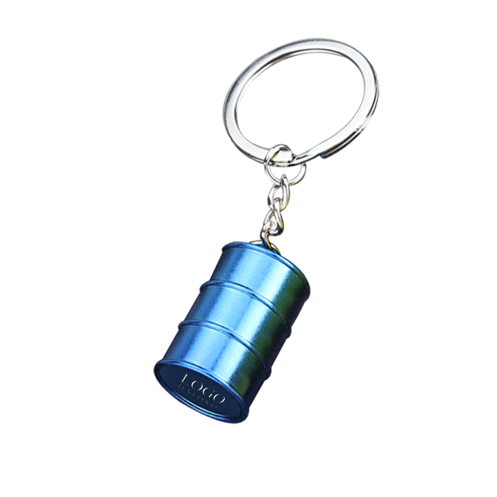 Customizable Industrial Style Oil Drum Keychain  Save 30% - Blue - with logo