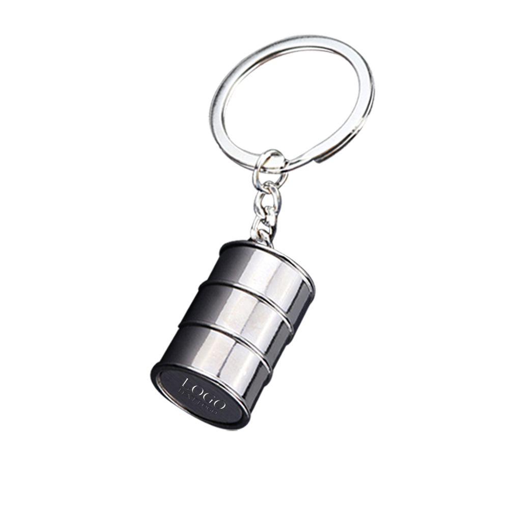 Customizable Industrial Style Oil Drum Keychain  Save 30% - Silver - with logo