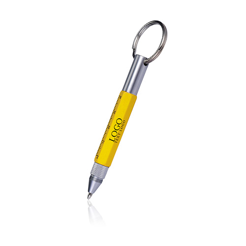 Promotional 6-In-1 Tool Stylus Twist Pen With Keychain