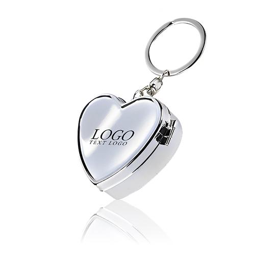 Promotional Metal Heart-Shaped Pill Case Keychain