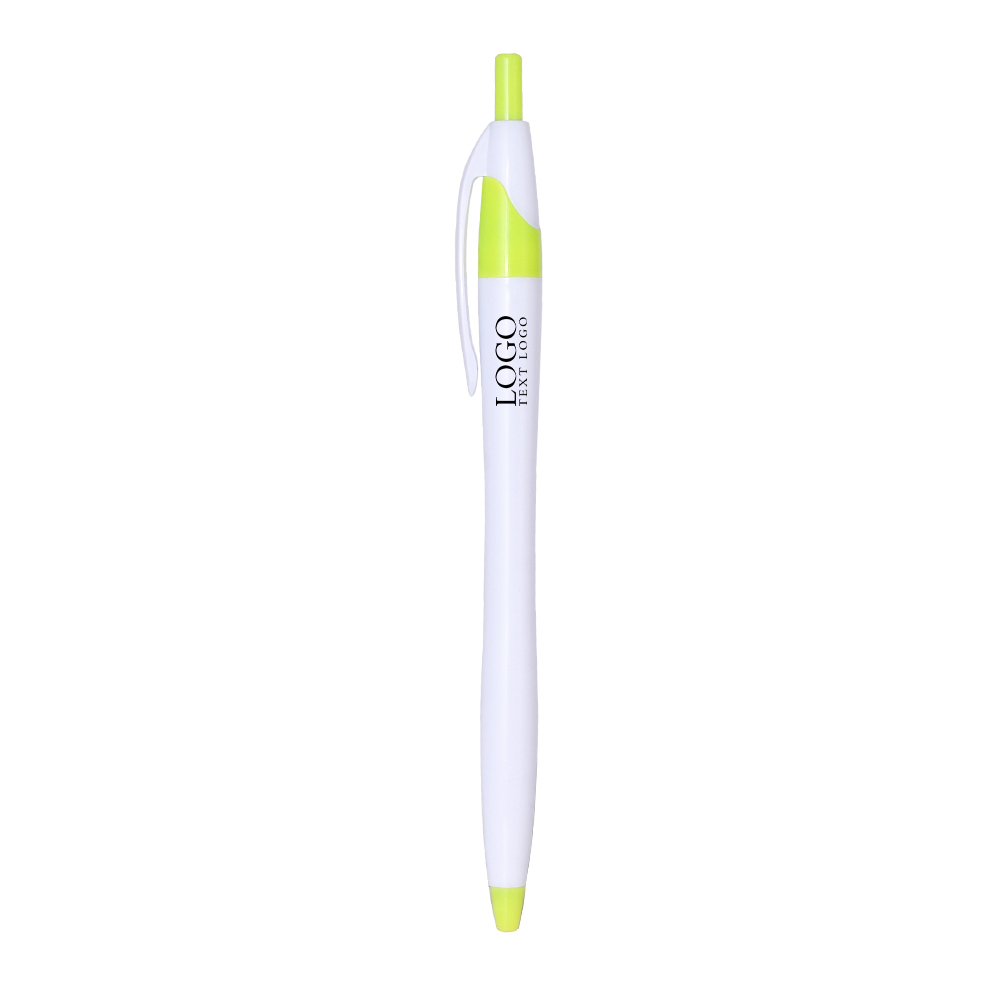 White Retractable Pen with Yellow