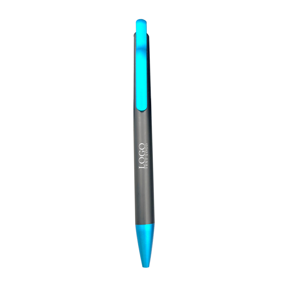 Stylos publicitaires créatifs colorés à action par clic bleu