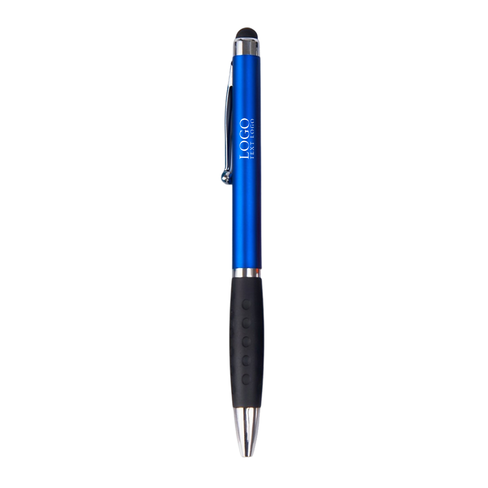 Blue Custom Ballpoint Pen with Rubber Grip