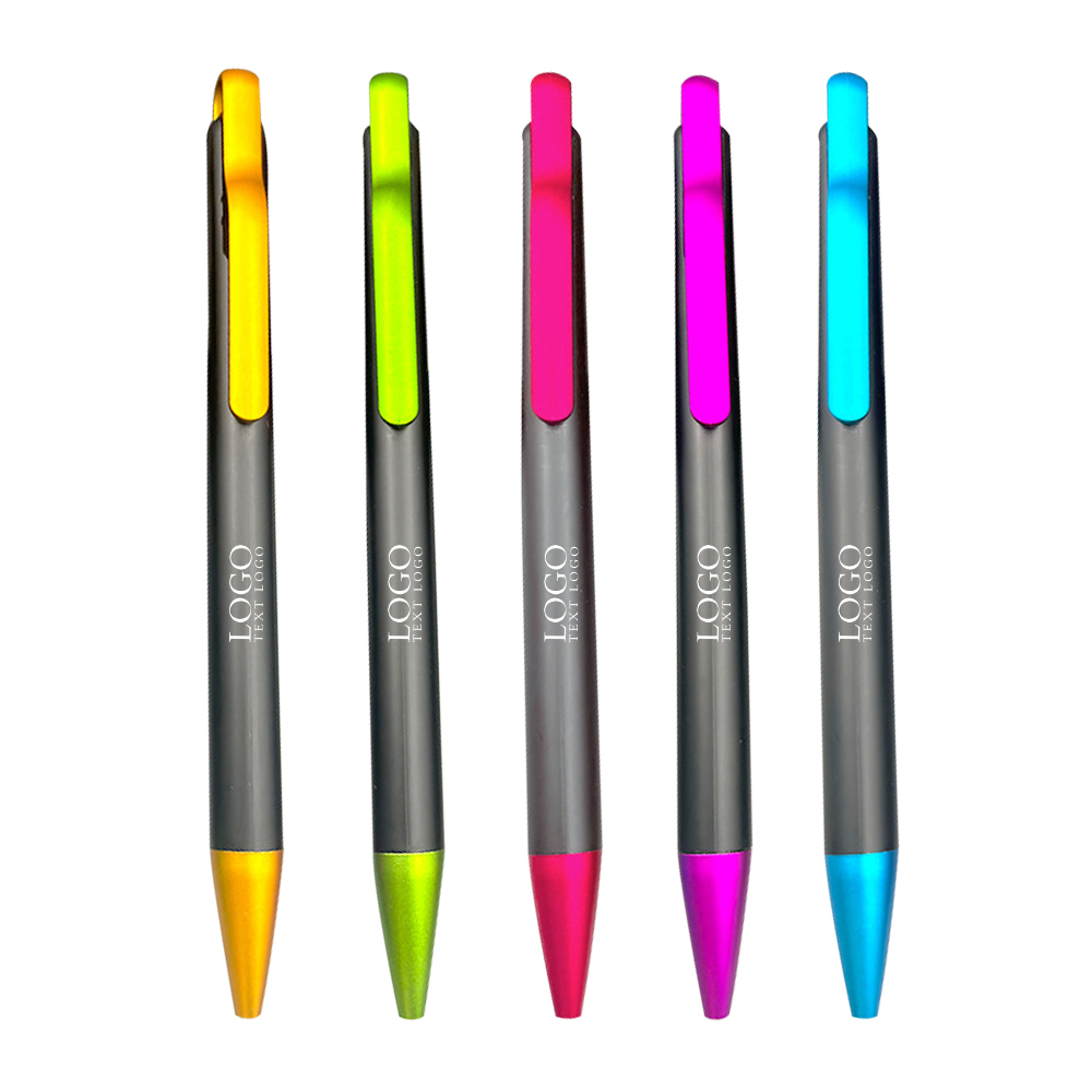 Stylos publicitaires créatifs colorés à action par clic de toutes les couleurs