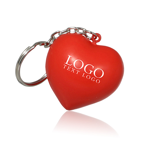 Custom Red Heart PU Stress Reliever Key Chain