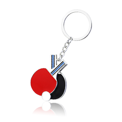 Free Customizable Creative Table Tennis Racket Metal Keychain