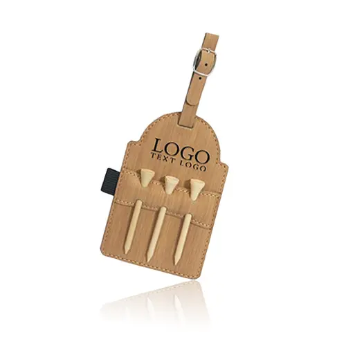 Golf Bag Tag With 3 Wooden Tees Golf Bag Tag With 3 Wooden Tees