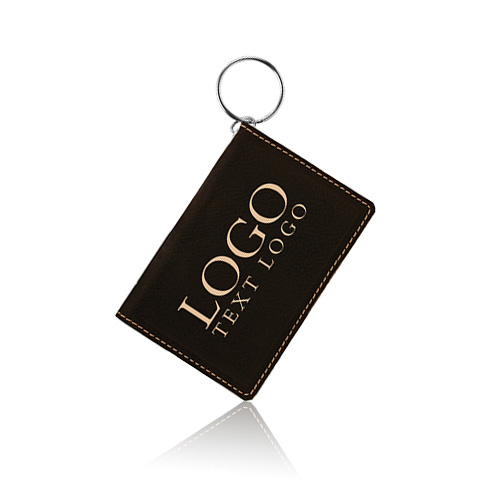 Personalized Leatherette Keychain ID Holder With Logo