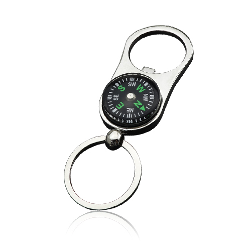 Metal Keychain with Compass and Bottle Opener for Free Customisable Logo