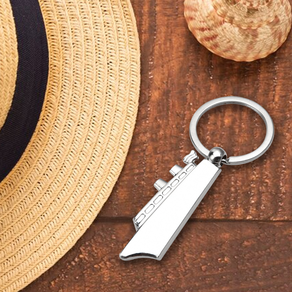 Personalized--Ship shape metal alloy keychain with free customizable logo