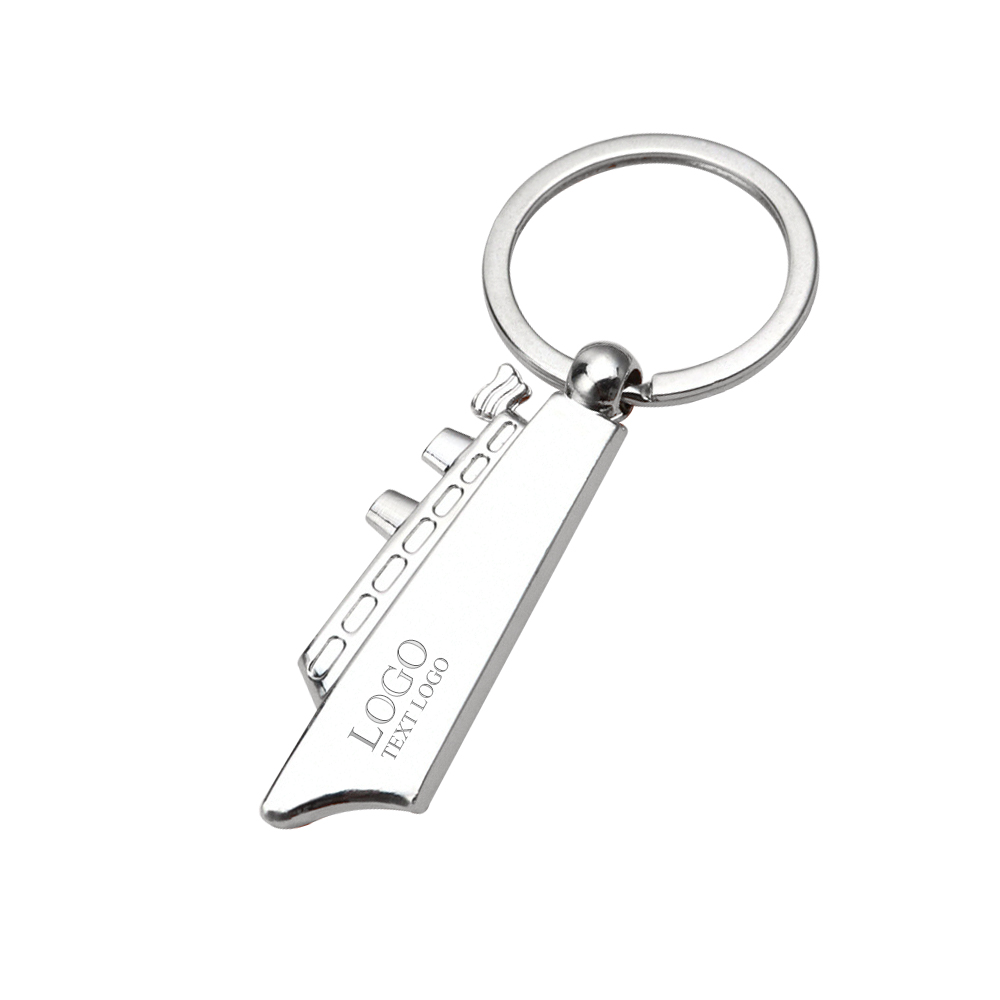 Ship shape metal alloy keychain with free customizable logo-silver_with logo