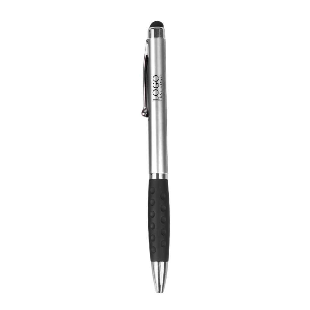 Silver Custom Ballpoint Pen with Rubber Grip