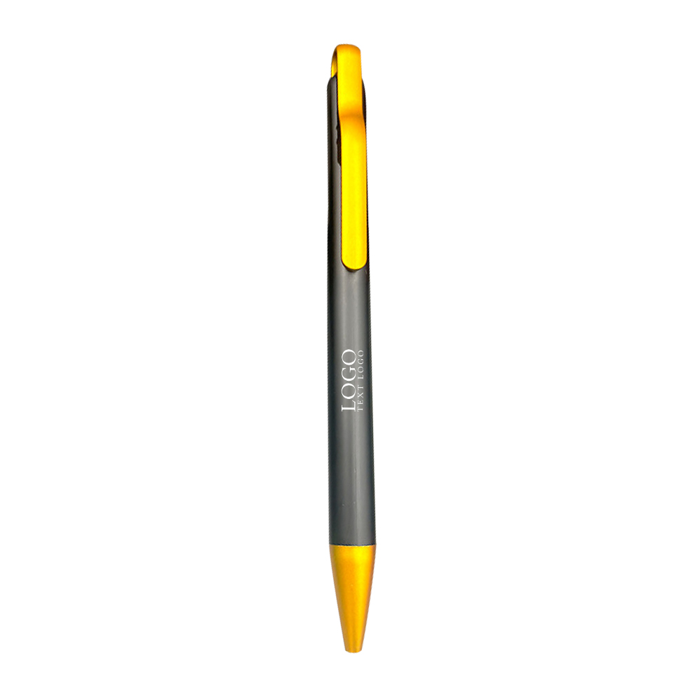 Stylos publicitaires créatifs colorés à action par clic jaune