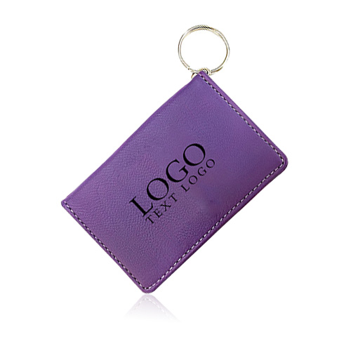 PU Leather ID Card Holder Wallet with Keychain